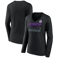 Women's Black Portland Trail Blazers Tumble V-Neck Long Sleeve T-Shirt