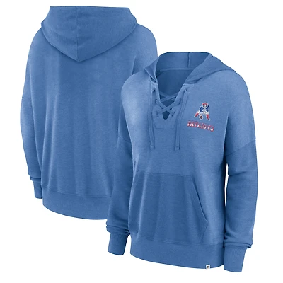 Women's Fanatics Royal New England Patriots Heritage Snow Wash French Terry Lace-Up Pullover Hoodie