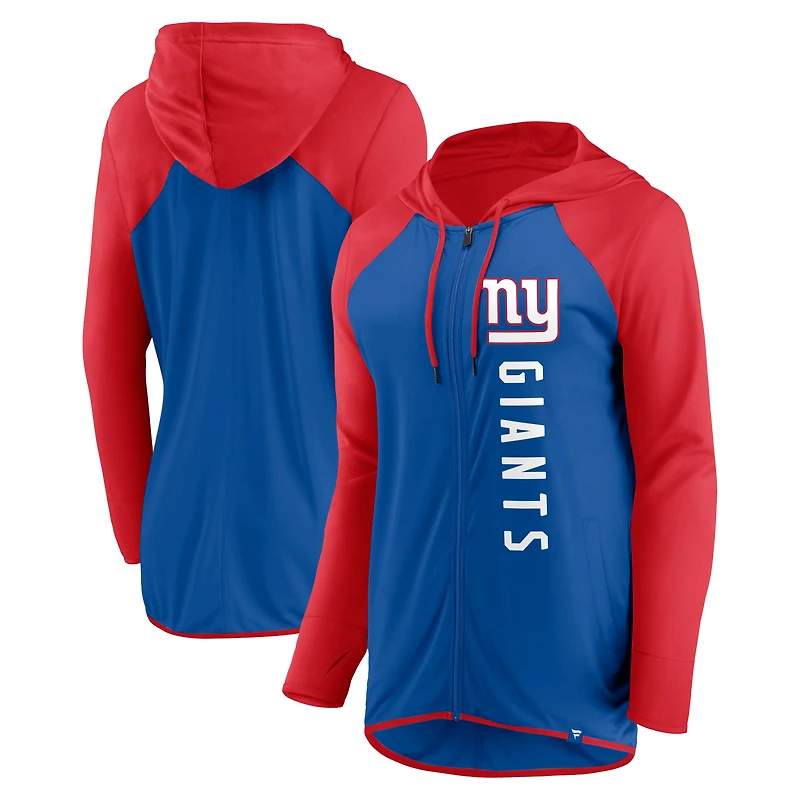 Women's Fanatics Royal/Red New York Giants Forever Fan Full-Zip Hoodie