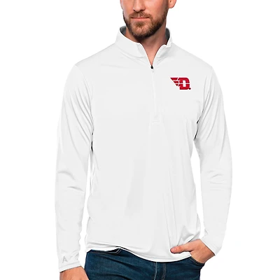 Men's Antigua White Dayton Flyers Tribute Quarter-Zip Top