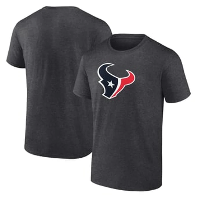 Men's Fanatics Heather Charcoal Houston Texans Primary Logo T-Shirt