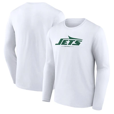 Men's White New York Jets Logo Team Lockup Long Sleeve T-Shirt