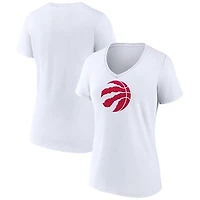Women's White Toronto Raptors Primary Logo V-Neck T-Shirt