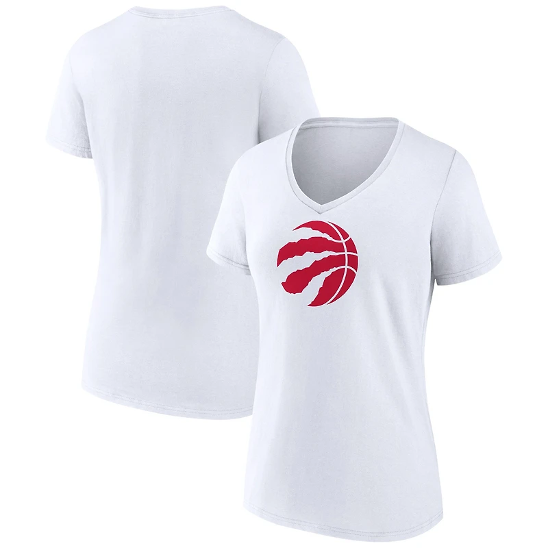 Women's White Toronto Raptors Primary Logo V-Neck T-Shirt