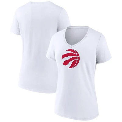 Women's White Toronto Raptors Primary Logo V-Neck T-Shirt
