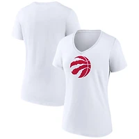 Women's White Toronto Raptors Primary Logo V-Neck T-Shirt