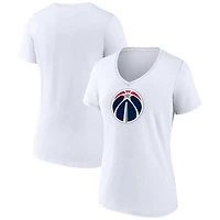 Women's White Washington Wizards Primary Logo V-Neck T-Shirt