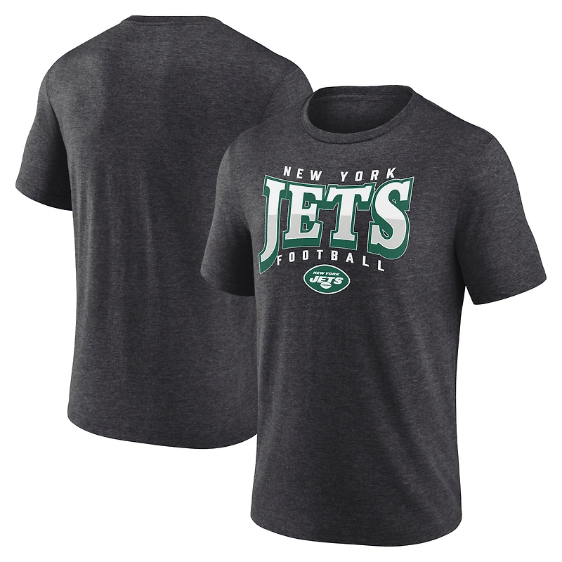 Men's Fanatics Heather Charcoal New York Jets Divided Warp Tri-Blend T-Shirt