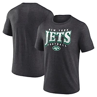 Men's Fanatics Heather Charcoal New York Jets Divided Warp Tri-Blend T-Shirt