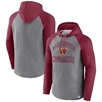 Men's Fanatics Heather Gray Washington Commanders Favorite Arch Raglan Pullover Hoodie