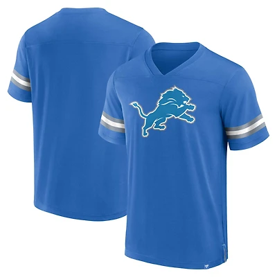 Men's Fanatics Blue Detroit Lions Jersey Tackle V-Neck T-Shirt