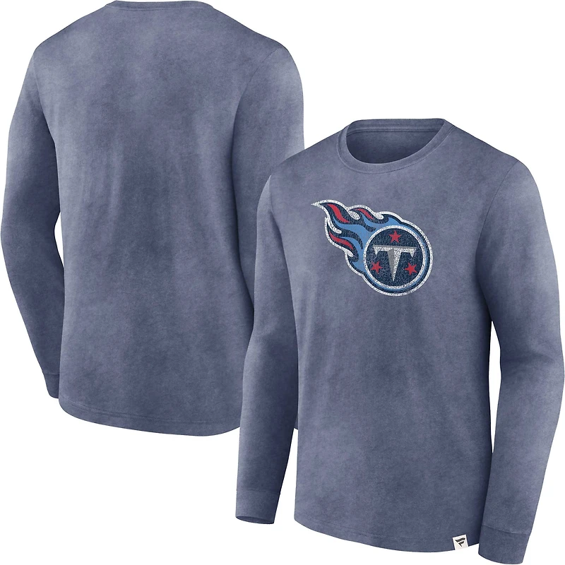 Men's Fanatics  Heather Navy Tennessee Titans Washed Primary Long Sleeve T-Shirt