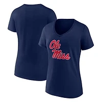 Women's Navy Ole Miss Rebels Team Logo V-Neck T-Shirt