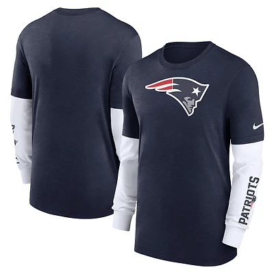 Men's Nike Heather Navy New England Patriots Slub Fashion Long Sleeve T-Shirt