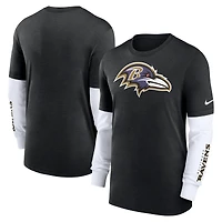 Men's Nike Heather Black Baltimore Ravens Slub Fashion Long Sleeve T-Shirt