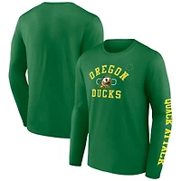 Men's Fanatics Apple Green Oregon Ducks Modern Arch 2-Hit Long Sleeve T-Shirt