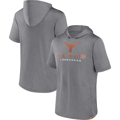 Men's Fanatics Heather Gray Texas Longhorns Modern Stack Hoodie T-Shirt