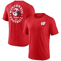 Men's Fanatics Heather Red Wisconsin Badgers Old-School Bold Tri-Blend T-Shirt