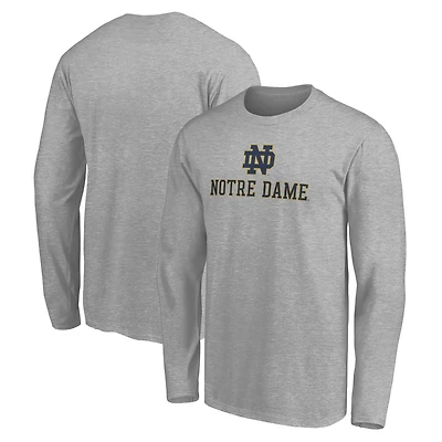 Men's Gray Notre Dame Fighting Irish Lockup Team Long Sleeve T-Shirt