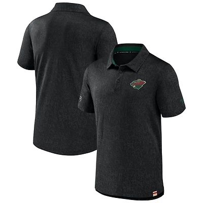 Men's Fanatics  Black Minnesota Wild Authentic Pro Jacquard Polo