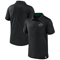Men's Fanatics  Black Minnesota Wild Authentic Pro Jacquard Polo