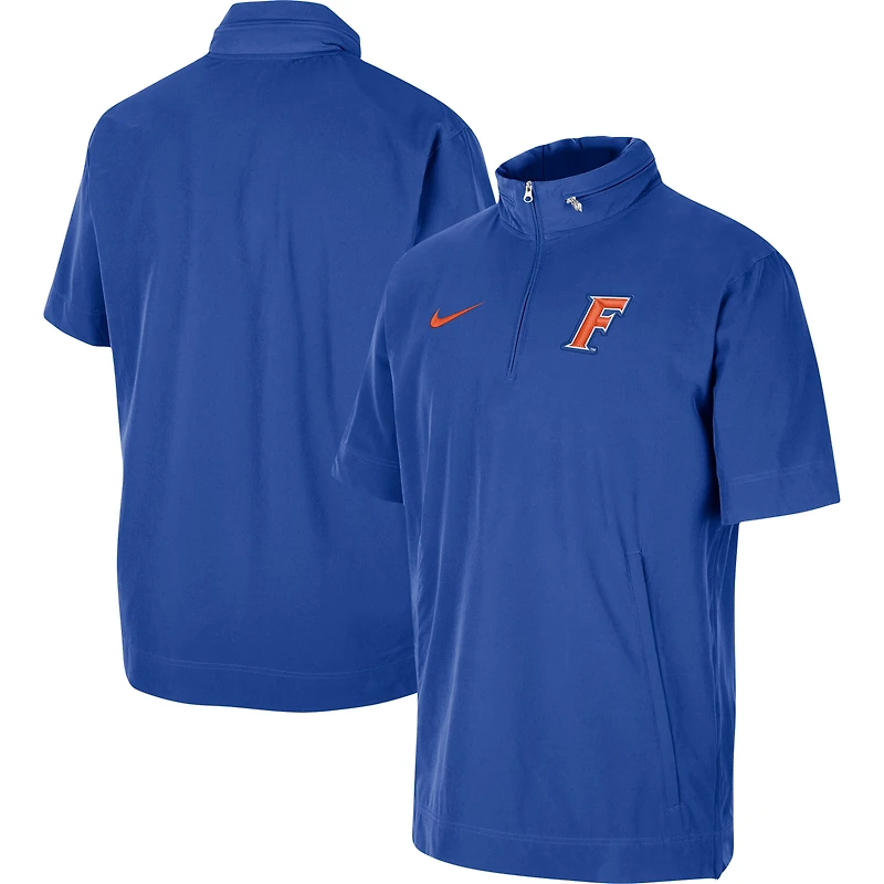 Men's Nike Royal Florida Gators Coaches Half-Zip Short Sleeve Jacket