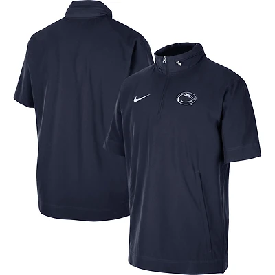 Men's Nike Navy Penn State Nittany Lions Coaches Quarter-Zip Short Sleeve Jacket