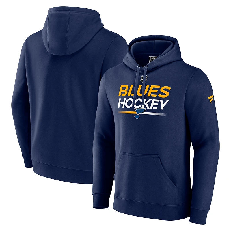Men's Fanatics Navy St. Louis Blues Authentic Pro Pullover Hoodie