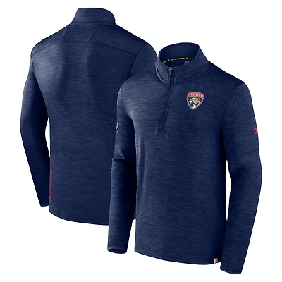 Men's Fanatics  Heather Navy Florida Panthers Authentic Pro Quarter-Zip Pullover Top