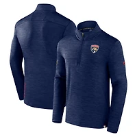 Men's Fanatics  Heather Navy Florida Panthers Authentic Pro Quarter-Zip Pullover Top