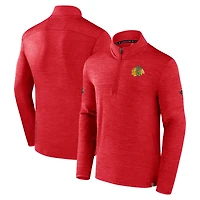 Men's Fanatics  Heather Red Chicago Blackhawks Authentic Pro Quarter-Zip Pullover Top