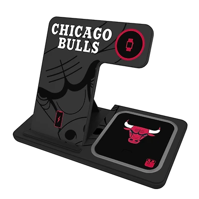 Keyscaper Chicago Bulls 3-In-1 Wireless Charger