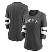 Women's Fanatics Heather Charcoal Washington Capitals Special Edition 2.0 Barn Burner 3/4 Sleeve T-Shirt