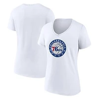 Women's White Philadelphia 76ers Alternate Logo V-Neck T-Shirt