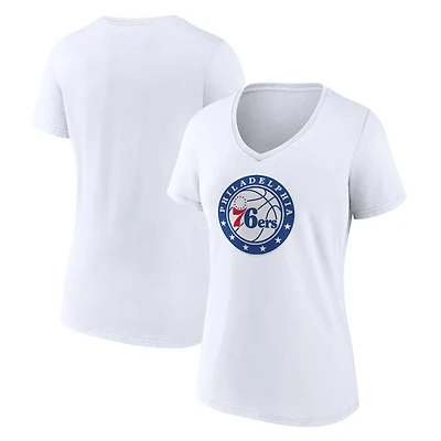 Women's White Philadelphia 76ers Alternate Logo V-Neck T-Shirt