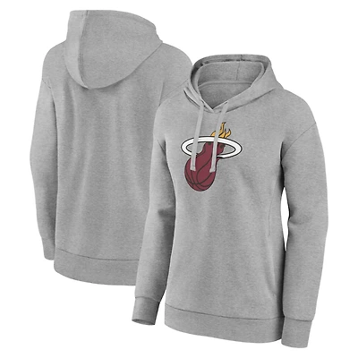 Women's Gray Miami Heat Primary Logo Pullover Hoodie