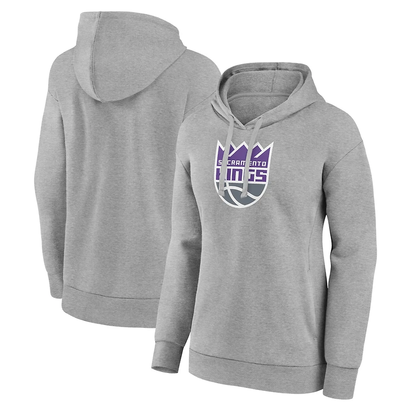 Women's Gray Sacramento Kings Primary Logo Pullover Hoodie