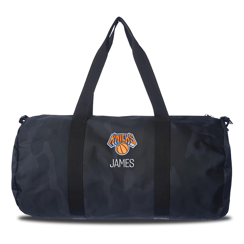 New York Knicks Navy Camo Print Personalized Duffel Bag