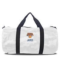 New York Knicks White Camo Print Personalized Duffel Bag