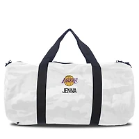 Los Angeles Lakers White Camo Print Personalized Duffel Bag