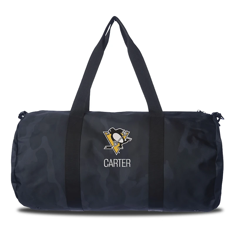 Pittsburgh Penguins Navy Camo Print Personalized Duffel Bag