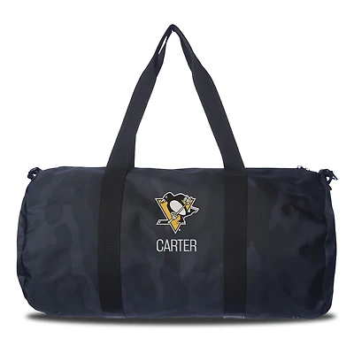 Pittsburgh Penguins Navy Camo Print Personalized Duffel Bag