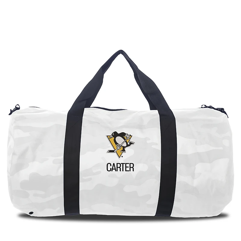 Pittsburgh Penguins White Camo Print Personalized Duffel Bag