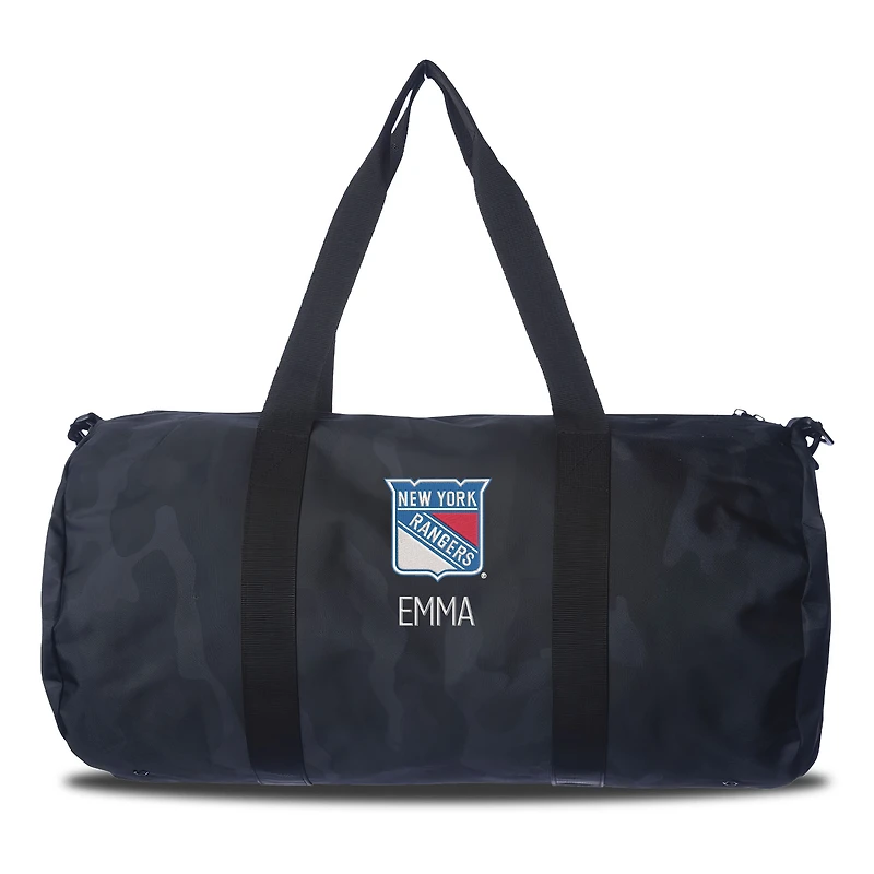 New York Rangers Navy Camo Print Personalized Duffel Bag