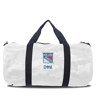 New York Rangers White Camo Print Personalized Duffel Bag