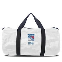 New York Rangers White Camo Print Personalized Duffel Bag