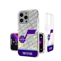 Utah Jazz Personalized Stripe iPhone Glitter Case