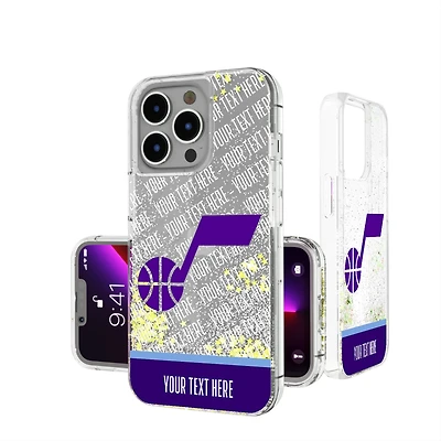 Utah Jazz Personalized Stripe iPhone Glitter Case