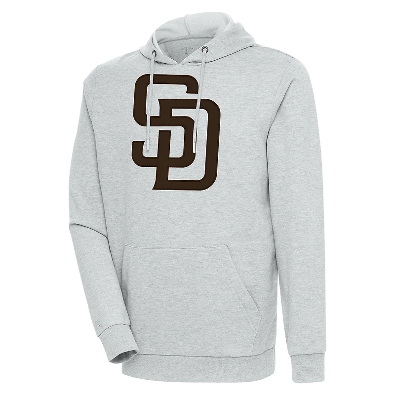 Men's Antigua Heather Gray San Diego Padres Action Pullover Hoodie