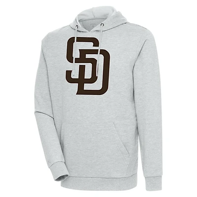 Men's Antigua Heather Gray San Diego Padres Action Pullover Hoodie